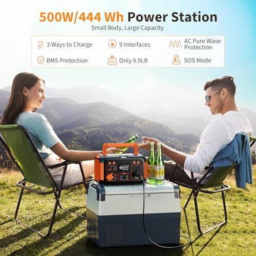 EBL Portable Power Station 500W, 444Wh Backup Lithium Battery, 500W Solar Generator For Outdoors Camping Travel Home Emergency Use (Solar Panel Optional)
