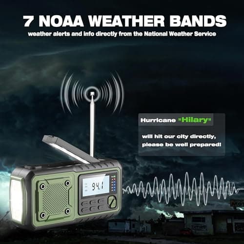 Crank Emergency Radio, Weather Radios5000mAh, Solar Radios with Hand Crank Emergencies, NOAA/AM/FM Weather Alert Radio, SOS Alarm,Flashlight & Reading Lamp, for Indoor Outdoor Survival