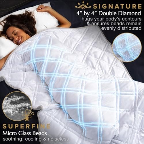 Cooling Weighted Blanket, 15 lbs, Twin Size for Adults, Luxury Heavy Blanket, Silky Soft Bamboo Viscose, 48x72 inches, Machine Washable, White
