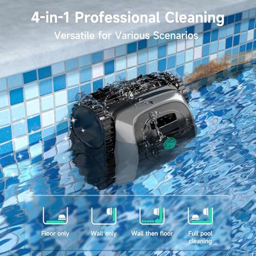 (2025 Upgrade) WYBOT C1 Pool Robot Vacuum for Inground Pools, 4-in-1 Cordless Robotic Pool Cleaner Lasts 150min, Triple-Motor up to 1,614 Sq.ft, Smart APP Support, Auto Wall & Waterline Cleaning