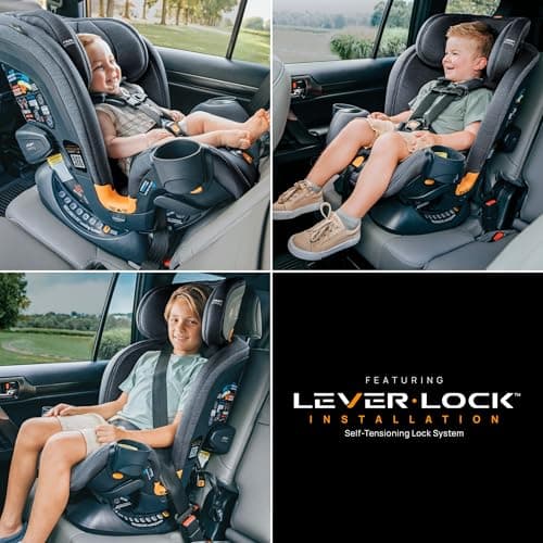 Chicco Chicco OneFit™ LX ClearTex® All-in-One Car Seat with LeverLock® Installation, Slim Design, Convertible Car Seat, Seat for Infants and Children 5-100 lbs | Smoke/Grey