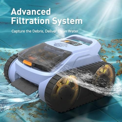 (2025 New) Automatic Pool Vcuum, Cordless Robotic Pool Cleaner, Wall Climbing, Waterline Cleaning, 165 Min Runtime for Above Ground & Inground Pools Up to 2080 sq.ft