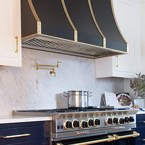 Akicon Range Hood Insert 48 Inch, 1200 CFM Built-in Kitchen Hood with 4 Speeds, Ultra-Quiet Stainless Steel Ducted Vent Hood Insert with Dimmable LED Lights and Dishwasher Safe Filters (Warm White)