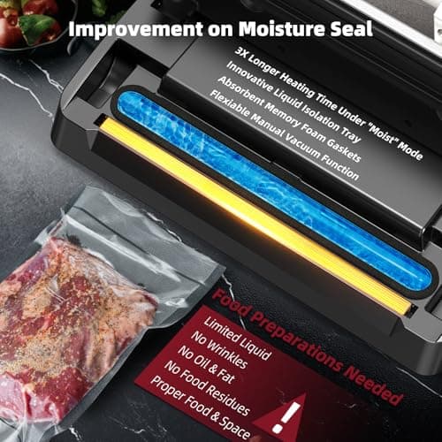 Next Gen Vacuum Sealer Machine, Potane Double Pump Food Vacuum Saver With Smart Visual Status System, Full Auto/Manual Functions, Built-in Safety Cutter&Guided Seal Bar, Start Kit Bags to Seal a Meal