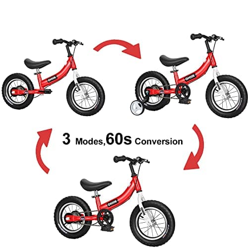 Balance Bike 2 in 1 for Kids 2 3 4 5 6 7 Years Old,Balance to Pedals Bike,12 14 16 inch Kids Bike,with Pedal kit,Training Wheels,Brakes