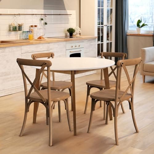 VINGLI Plastic Outdoor Dining Chairs Set of 6, Stackable Patio Farmhouse Brown Dining Chairs with X Back, Waterproof Kitchen & Dining Room Chairs for Indoor-Outdoor, Capacity 400 lbs