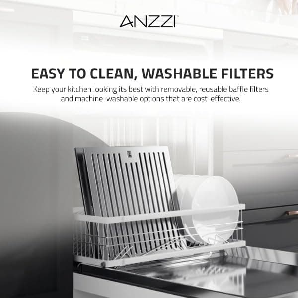 ANZZI Wall Mount Range Hood 600 CFM Gesture Sensing & Touch Control Panel Stainless Steel Wall Mount and 2 LED Lights Range Hood (30 inch)