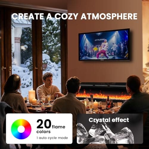 Silonn 50″Smart Electric Fireplace Heater with App & Remote Control, 5300 BTU Heat Output, Ultra-Slim Wall-Mounted or Recessed Electric Fireplace Inserts with Timer, 20 Flame Colors,WiFi Enabled