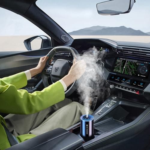 Smart Car Air Freshener Diffuser with Starry Sky Projection and 50ml Perfume, 3 Mode Adjustable Rechargeable Car Aroma Diffuser,Auto On/Off Intelligent,Cologne