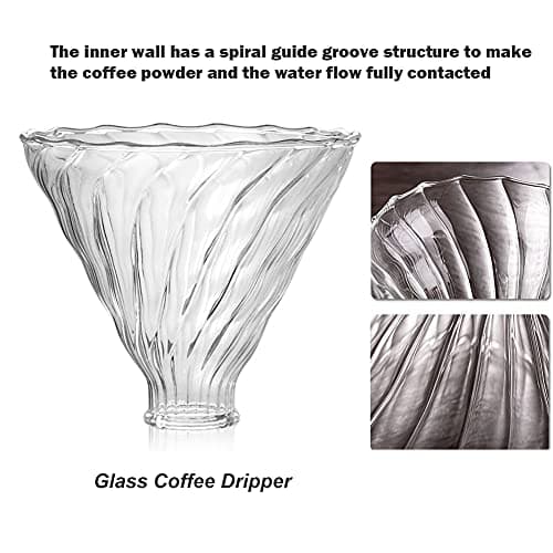 Pour Over Coffee Maker Set - Glass Dripper, Metal Stand, 600ml Heat-Resistant Server, 40 Filters - 4 in 1 for Home or Office (Bronze)
