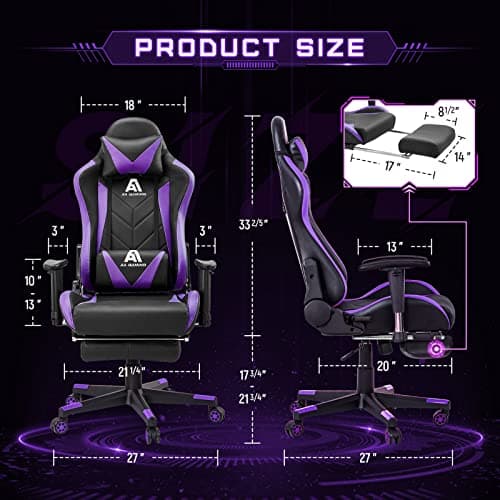 Gaming Chair High Back Ergonomic Computer Racing Chair Adjustable Office Chair with Footrest, Lumbar Support Swivel Chair - Upgraded Version BlackPurple