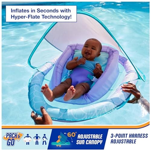 Swimways Infant Spring Float, Baby Pool Float with Canopy & UPF Protection, Swimming Pool Accessories for Kids 3-9 Months, Mermaid