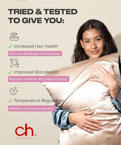 SUNDAYSILKS™ 100% Mulberry Silk Pillowcase, Silk Pillow Cases for Hair & Skin, Superior to Satin Pillowcase, with Zipper, Standard, Queen, King Sizes, Anti-Wrinkle, Cooling, Non-Slip Silk Pillowcases