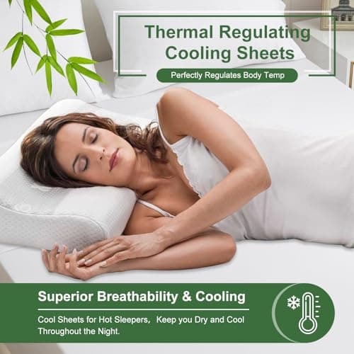 Ivellow Deep Pocket King Sheets, Rayon Derived from Bamboo, Extra Deep Pocket up to 18"-24", Hotel Luxury Cooling Sheets for King Size Bed, Silky Soft, Smooth, Breathable Bed Sheets White