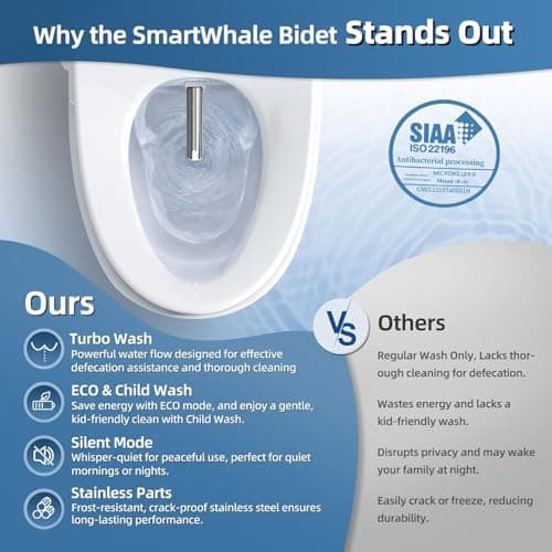 Electric Bidet Toilet Seat, Heated Toilet Seat Elongated with Instant Warm Water & Dryer, Feminine & Front Rear Wash, Wireless Remote, Self-Clean Nozzle, Slow Close Lid, Upgraded Silent ECO Child Mode