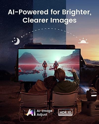 NEBULA Mars 3 Outdoor Portable Projector, 1000 ANSI Lumens, AI-Powered Image, Built-In Battery with 5 Hour Playtime, Android TV, 200 Inch Home Theater, for Backyard, Office and Business, and Camping
