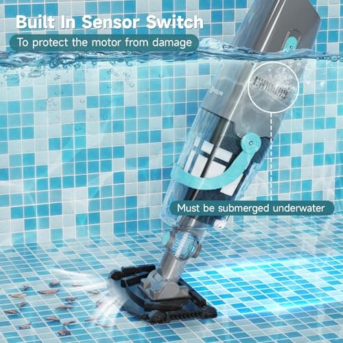 Cordless Handheld Pool Vacuum, Rechargeable Pool Cleaner with 16 Gal/Min Suction, 60 Min Runtime, Dual-Phase Cleaning System, Ideal for Above Ground Pools, Spas, Hot Tubs, Teal (2025 Version)