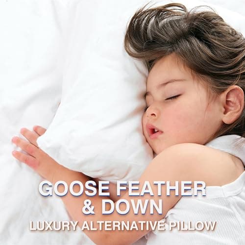 Goose Feather Pillows Queen Size Pack of 2 - Down Hotel Bed Pillows for Sleeping, Soft 600 Thread Count Cotton Cover, Fluffy Support Surround Fill Polyester for Side, Back, Stomach Sleepers