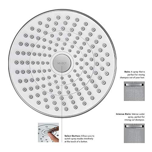 hansgrohe Croma Select S 7-inch Water Saving Low Flow Showerhead Modern 2-Spray Rain, IntenseRain with QuickClean in Chrome, 04388000