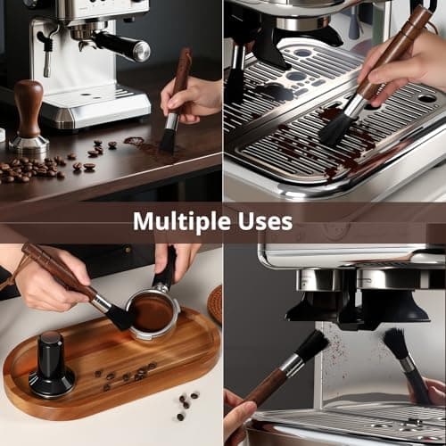 2-Pack Coffee Grinder Cleaning Brush with Natural Walnut Wood Handle and Black Boar Bristle, Coffee Bar Accessories Coffee Brush, Espresso Machine Cleaning Tool Barista Brush with Hanging Loop