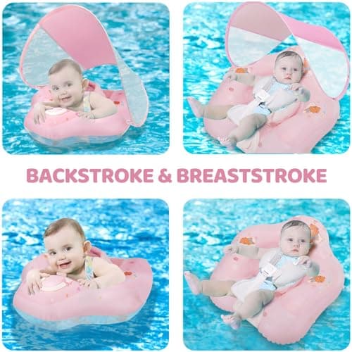 Baby Float with Canopy,Infant Pool Float with Safety Seat,Baby Swimming Float & Swim Float & Water Float UPF50+ UV Protection for Toddler from 3 to 36 Months.(S:3-12 Month/L:6-36 Month)