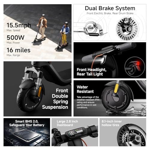 Segway Ninebot E2 Plus II/ E2 Pro Electric Scooter, 15.5 mph Top Speed, Front Suspension (E2P2 Only), Portable Kick Scooter for Adults, UL-2272 2271 Certified