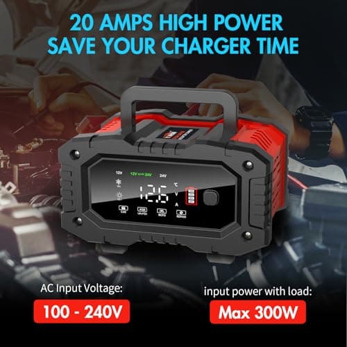 YONHAN Battery Charger 0-20A 12V/24V LiFePO4 Lead Acid Fully Automatic Battery Maintainer, Car Battery Trickle Charger Automotive w/Battery Repair, Winter Mode, for AGM, STD, Gel, Deep Cycle Batteries