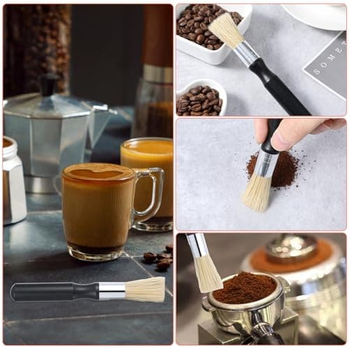 Coffee Grinder Cleaning Brush,Barista Brush with Natural Boar Bristles Black Handle Espresso Machine Tools Professional Equipment for Barista Home Kitchen