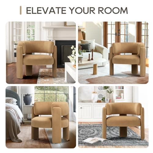 COLAMY Modern Velvet Accent Chairs Set of 2, Upholstered Barrel Chairs, Comfy Side Arm Chairs with 3 Legs for Living Room, Bedroom, Reading, Khaki
