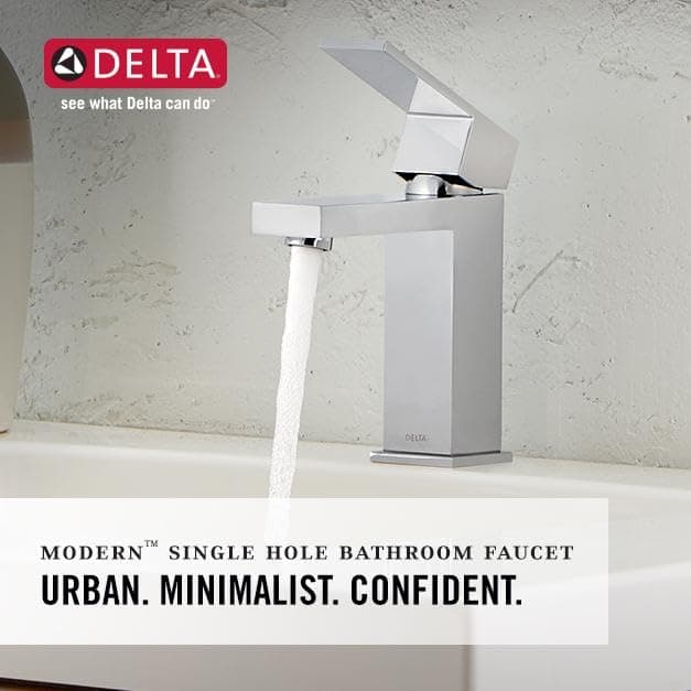 Delta Faucet Modern Single Hole Bathroom Faucet, Chrome Single Handle Bathroom Faucet, Bathroom Sink Faucet, 1.2 GPM, Push Pop-Up Drain Assembly, Chrome 567LF-PP
