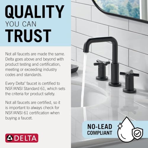 Delta Faucet Albion Single Hole Bathroom Faucet, Matte Black Single Handle Bathroom Faucet, Bathroom Sink Faucet, Metal Push Pop-Up Drain Assembly, 1.2 GPM Flow Rate, Matte Black 15855LF-BL