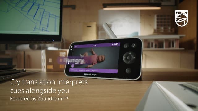 Philips Avent Premium Connected Baby Monitor, with 1080p Camera and App, SenseIQ Sleep and Breathing Rate Tracking, Cry Detection and Translation, Day and Night View, Two-way True Talk Back, SCD973/37