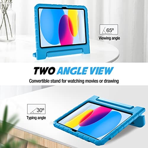ProCase Kids Case for iPad A16 11th Generation 2025/iPad 10th Generation 2022 with Pencil Holder, iPad 11/10 Case Shockproof Lightweight Cover with Stand Convertible Handle for Children -Blue