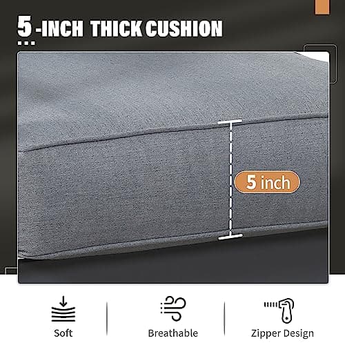 Solaste Aluminum Patio Furniture Set,7 Seats Modern Outdoor Conversation Set Sectional Sofa with Upgrade Cushion and Coffee Table,Grey