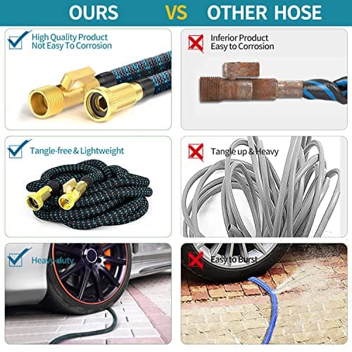 200 ft Garden Hose Expandable Hoses - Upgrade 2025 Flexible Water Hose with 10 Functions Spray Nozzle，Car Wash Hoses with Solid Brass Connector, Leakproof Lightweight Expanding Pipe for Yard,Outdoor