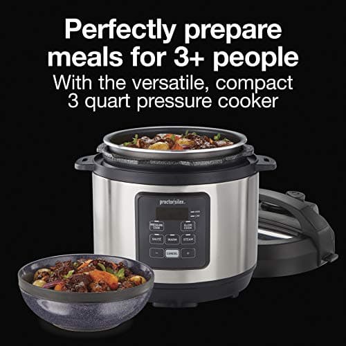 Proctor Silex Proctor-Silex Simplicity 4-in-1 Electric Pressure Cooker, 3 Quart Multi-Function With Slow Cook, Steam, Sauté, Rice, Stainless Steel (34503)