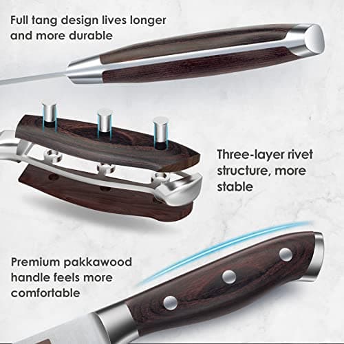 SHAN ZU Knife Set 16 pcs, Japanese Kitchen Knife with Block High Carbon Stainless Steel Ultra Sharp Knife for Kitchen, Professional Chef Knife Set with Sharpener