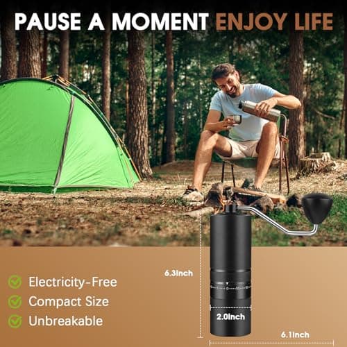 Portable Manual Coffee Grinder – 60 Precision Grind Settings, Stainless Steel Conical Burr Mill for Espresso, French Press & Travel