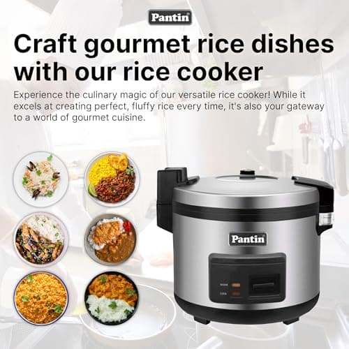 Commercial Rice Cooker Large Capacity Rice Cooker & Rice Warmer - Extra Large Rice Cooker 35 Cups Raw / 70 Cups Cooked Big Rice Cooker 35 Cups Raw Rice Cooker 70 Cups Cooked 120V/1500W, ETL Listed