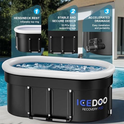 Upgraded 132 Gal XXL Large Oval Ice Bath with Air Ring, Multi-Layered Portable Cold Plunge Tub for Athletes, Foldable & Inflatable Full-Body Cold Tub Recovery at Home, Outdoors,Gym Use