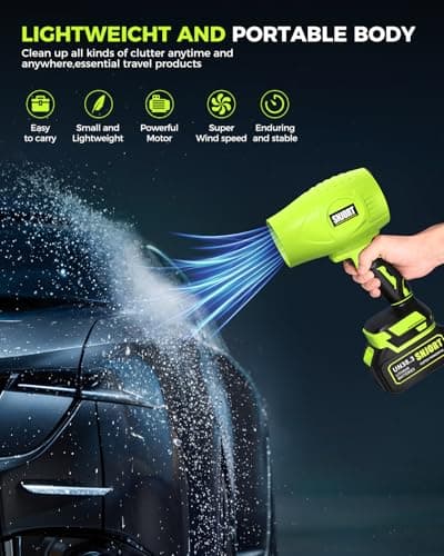 Leaf Blower Cordless with Battery and Charger, 500,000 RPM, Extended Nozzle, Lightweight Handheld Design, Turbo Jet Blower for Patio Cleaning,car Blowing Water, Lawn Care, Blowing Leaves and Dust