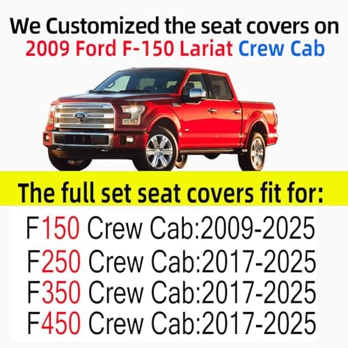 Aierxuan Car Seat Covers Full Set with Waterproof Leather, Automotive Vehicle Cushion Cover for Cars SUV Pick-up Truck Fit for 2009 to 2025 Ford F150 Carhartt and 2017 to 2025 F250 F350 F450