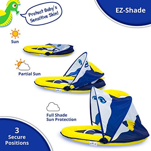 SwimSchool Infant Baby Pool Floats, Free Swimming, Super Buoyant – Ages 6-24 Months – Multiple Colors/Styles – Adjustable Canopies and Seats, Splash & Play Baby Floaties