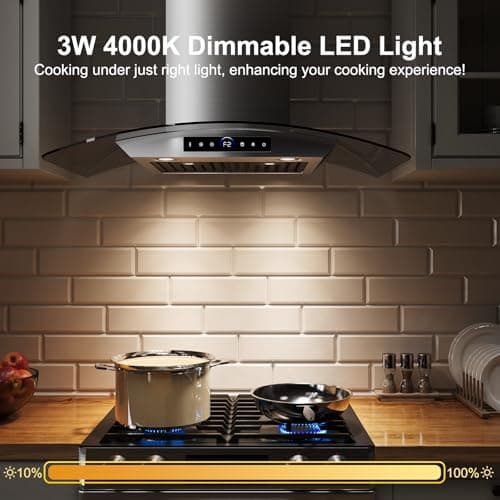 30 inch Range Hood Wall Mount, 1200 CFM with 4-Speed Gesture Sensing & Touch Control, Stainless Steel Ducted Kitchen Stove Vent Hoods with 2 LED Lights, Time Setting, Dishwasher-Safe Baffle Filters
