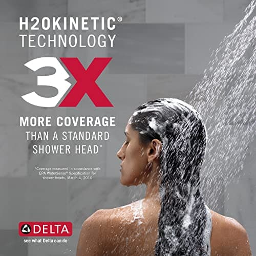 Delta Faucet 3-Spray H2Okinetic Shower Head, Matte Black 52684-BL