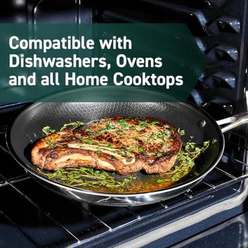 HexClad Hybrid Nonstick 10-Inch Frying Pan, Stay-Cool Handle, Dishwasher-Friendly, Oven-Safe Up to 900°F, Induction Ready, Compatible with All Cooktops