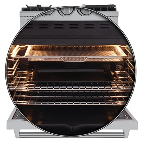 FORNO Lazio Dual Fuel 30″ Inch. Gas Range Electric Oven Freestanding 5 Sealed Burners 69,500 BTU Stove-Top Output, Electric Oven Includes Air Fryer and Griddle