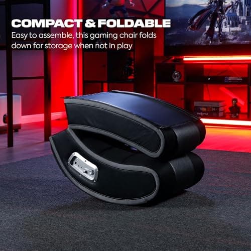 X Rocker V Rocker SE Black Foam Floor Video Gaming Chair for Adult, Teen, and Kid Gamers -2.1 High Tech Audio and Wireless Capacity - Foldable and Ergonomic Back Support (5130301)
