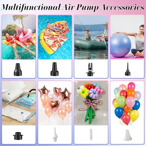 Electric Balloon Pump, 3-in-1 Portable Air Pump for Inflatables and Balloons, Dual Nozzle Balloon Blower Machine for Latex 260q Foil Balloons 110V Inflator Deflator for Pool Floats Air Mattress