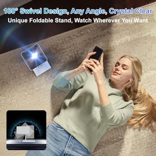 Mini Projector, 4K Portable Video Projector with WiFi6 & Bluetooth 5.4, 150 ANSI Lumen, Automatic Vertical Correction, 130'' Screen Home Cinema Smart Projector for Phone, PC, HDMI USB, Laptop